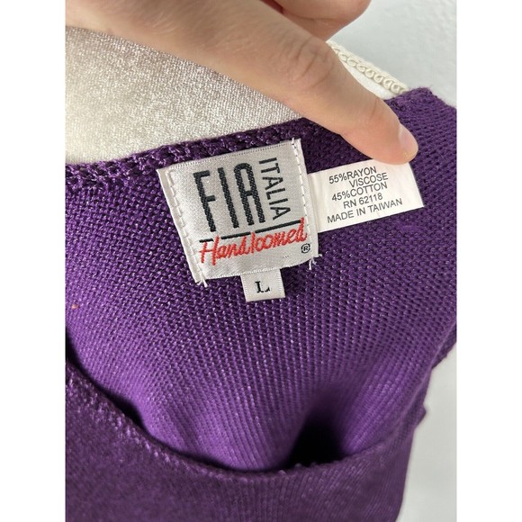 Vintage Fia Italia Hand Loomed Sleeveless Sweater Shell Tank Top -Size Large - Picture 3 of 8